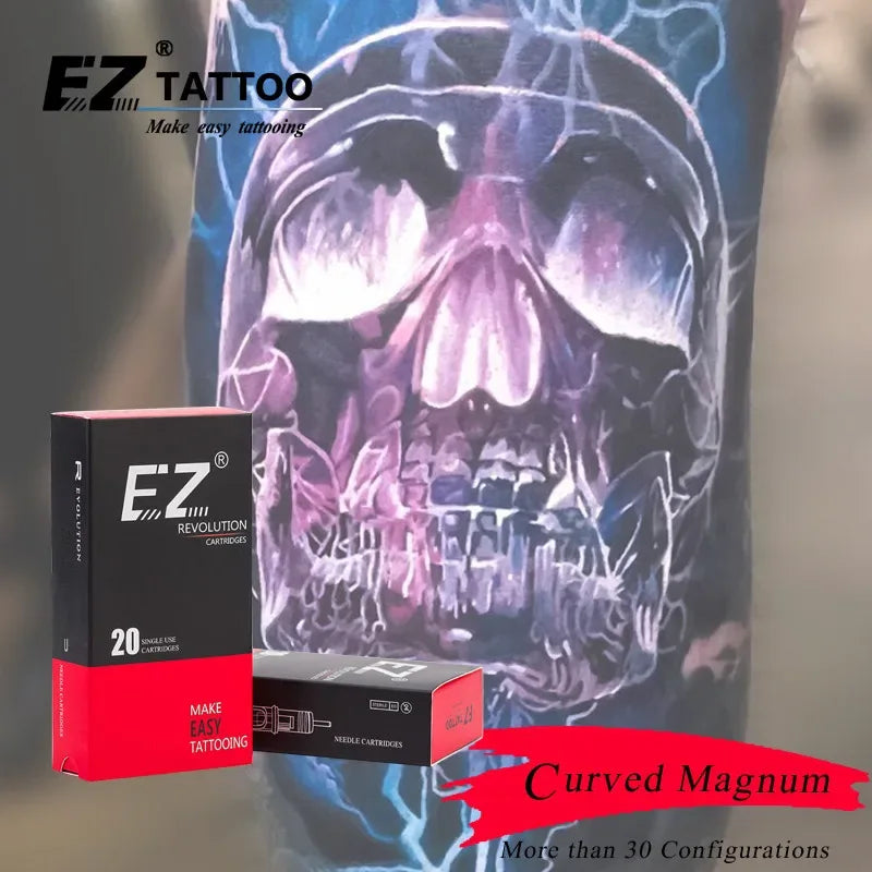 EZ Tattoo Needles Revolution Cartridge Needles Curved (Round) Magnum #10 0.30mm for system Tattoo Machines and grips20 pcs /box - BlackKoi Tattoo