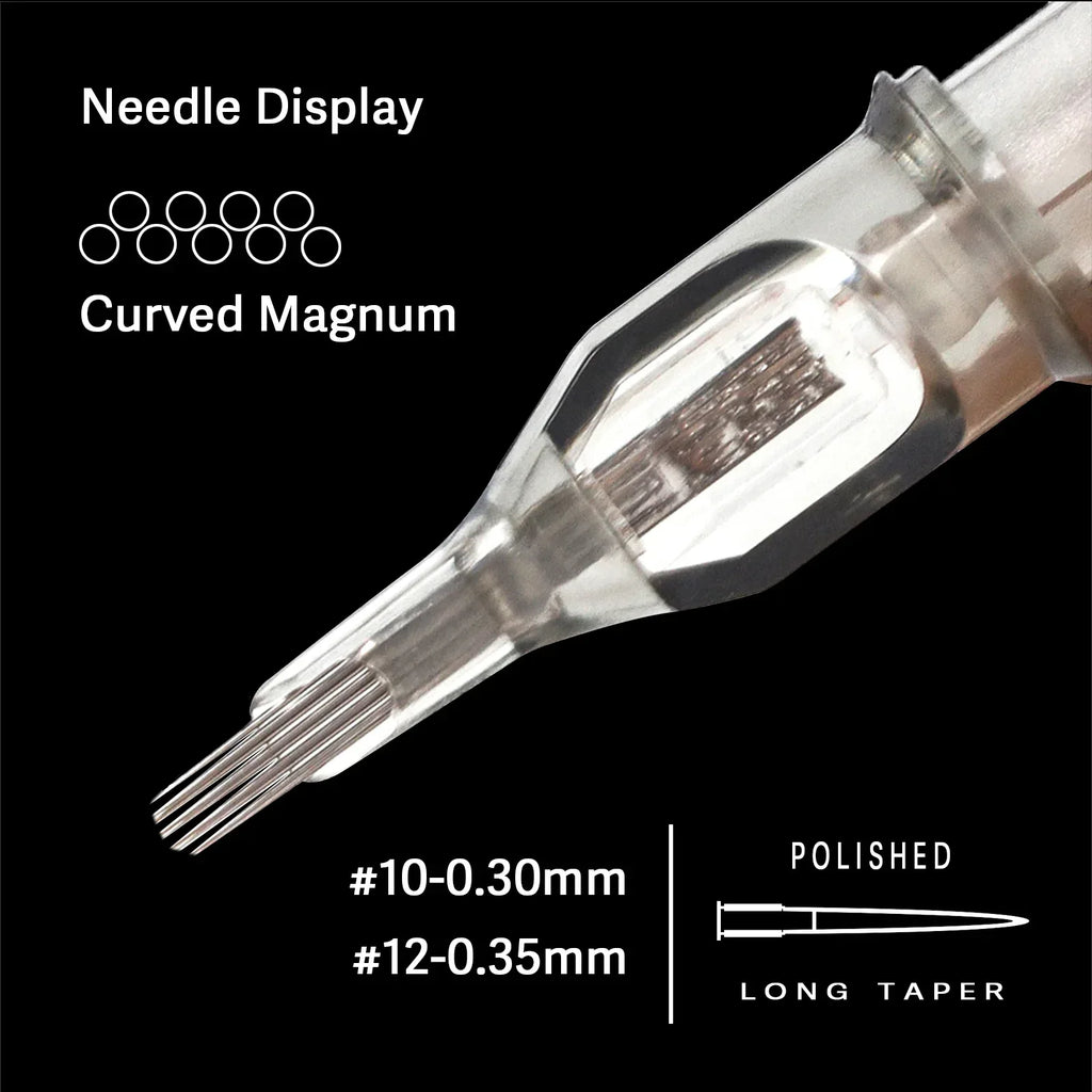 EZ Tattoo Needles Revolution Cartridge Needles Curved (Round) Magnum #10 0.30mm for system Tattoo Machines and grips20 pcs /box - BlackKoi Tattoo