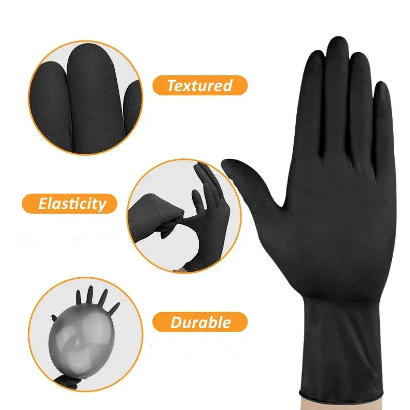 Black Nitrile Disposable Gloves – Latex Free (10 / 20 / 50 / 100pcs)